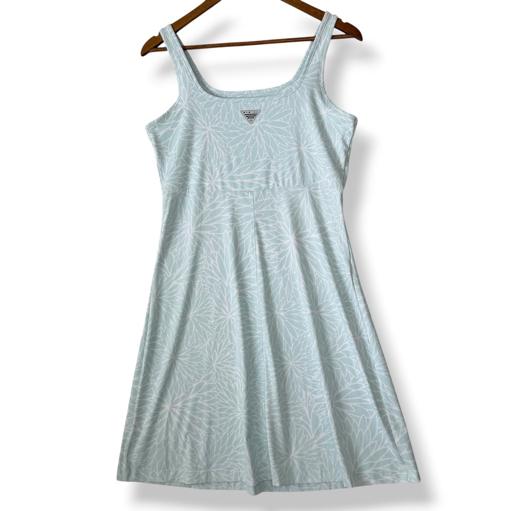 Columbia PFG Freezer Dress M Blue Floral Performance Stretch Outdoor Hiking Boat - Picture 2 of 9